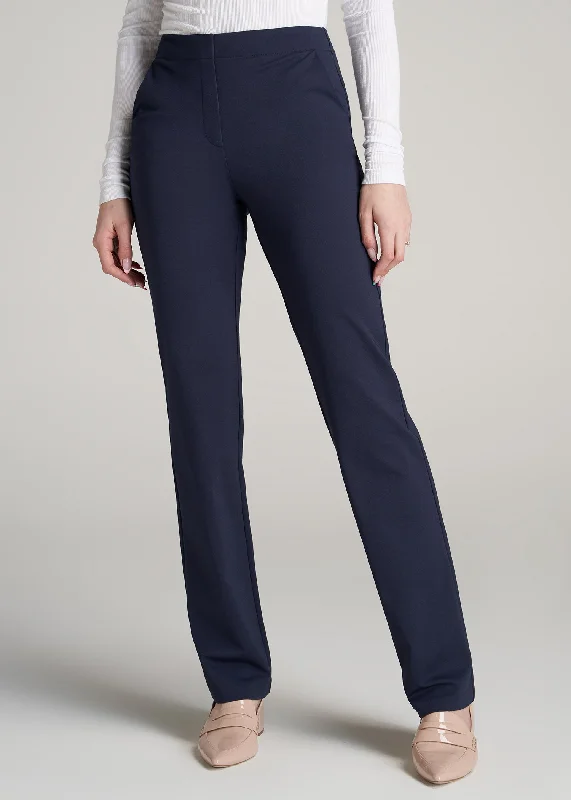 Casual Chic Clothing For Women Workwear Fashion for Women Slim Straight Leg Dress Pants for Tall Women in Navy