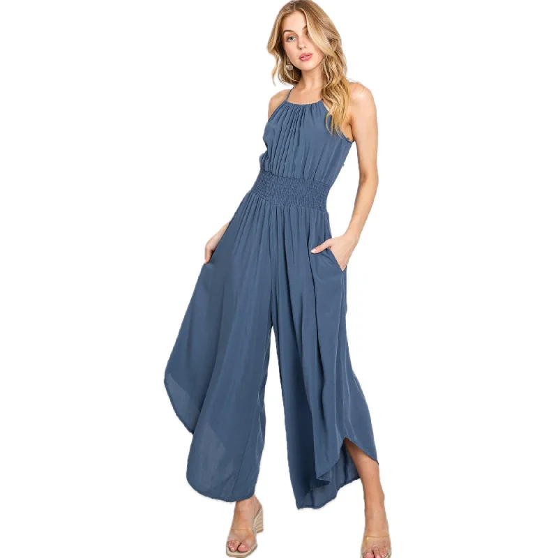 Women's Transitional Outfit Relaxed Style Moments to Remember Smock Waist Jumpsuit
