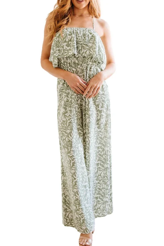 Women's Clothing For Everyday Wear Trend Driven Wardrobe My Next Adventure Jumpsuit In Leaf Print