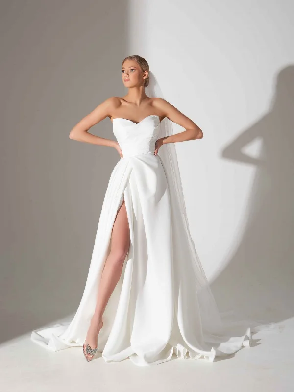 Women's Clothing For Special Occasions Women's Street Style Casual Wear Plus Size Satin Wedding Dress Simple Vestido De Noiva Side Split Elegant Bride Gowns Bridal Dresses Women's Clothing For Special Occasions Women's Street Style Casual Wear Plus Size Satin Wedding Dress Simple Vestido De Noiva Side Split Elegant Bride Gowns Bridal Dresses