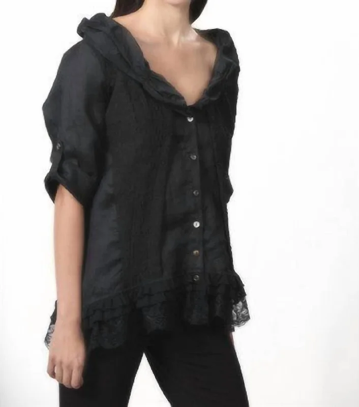 Plus-Size Women's Garments Women's Online Clothing Boutique Lace-Trim Faux Layered Cardigan In Black