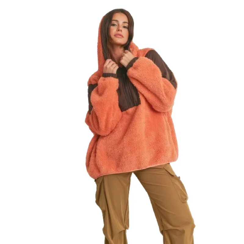 Women's Travel Garments Best Online Clothing Boutiques Two-toned Cozy Hooded Sweater