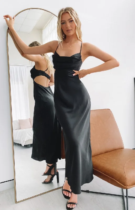 Women's Wedding Apparel Chic And Trendy Taleah Cut Out Maxi Dress Black