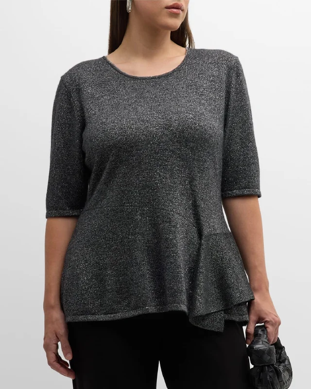 Women's Formal Event Attire Casual Fashion Plus Size Cashmere Lurex Peplum Top