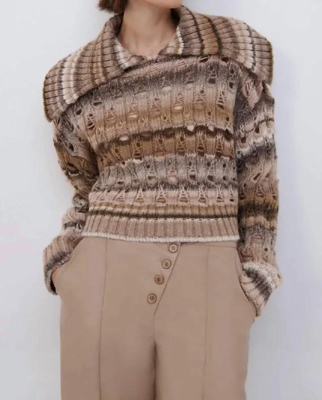 Women's Transitional Outfit Relaxed Style Jenna Space Dye Sweater In Nutmeg