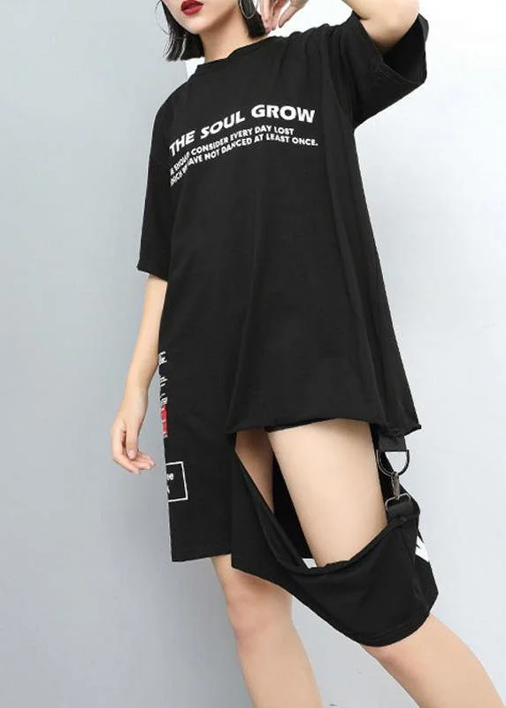 Women's Fashion Clothes Women's Casual and Dressy Outfits Simple cotton outfit Fine Summer Round Neck Printed Irregular Dress