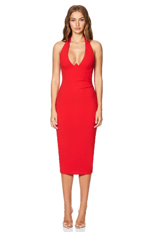 Women's Office Outfit Trendy Fashion For Women Cinema Halter Midi
