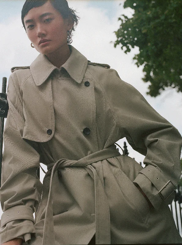 Women's Seasonal Garments SHORT YORK TRENCH COAT, KHAKI