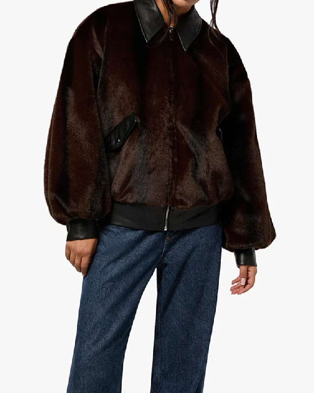 Women's Trendy Casual Clothes Faux Fur Bomber Jacket