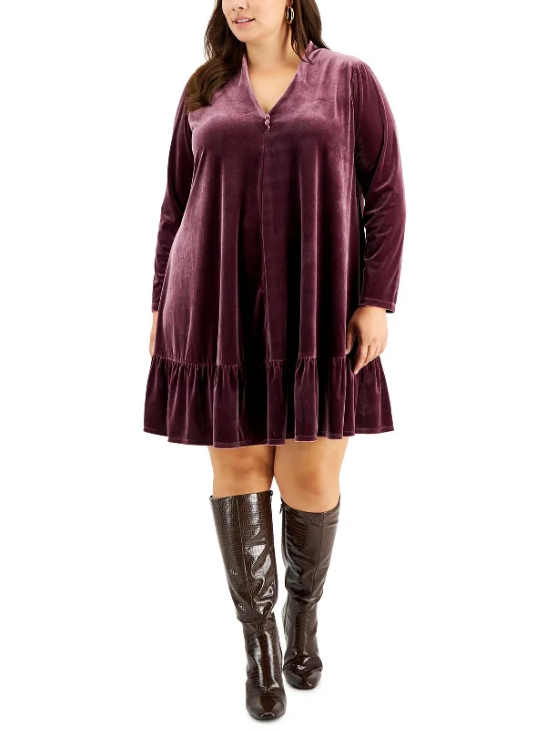 Women's Sports Apparel Embrace New Fashion Plus Womens Velvet Mini Mini Dress